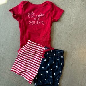 “My first 4th of July” onsie and short set